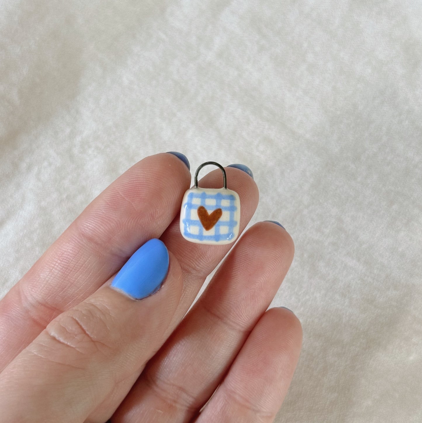 Gingham Heart Charm