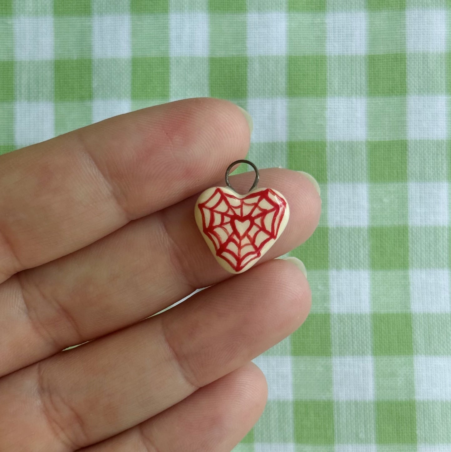 Spiderweb Heart Charm