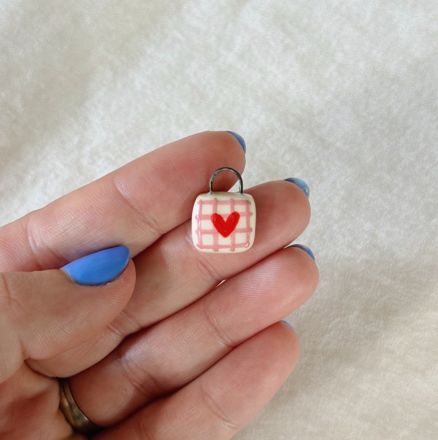 Gingham Heart Charm