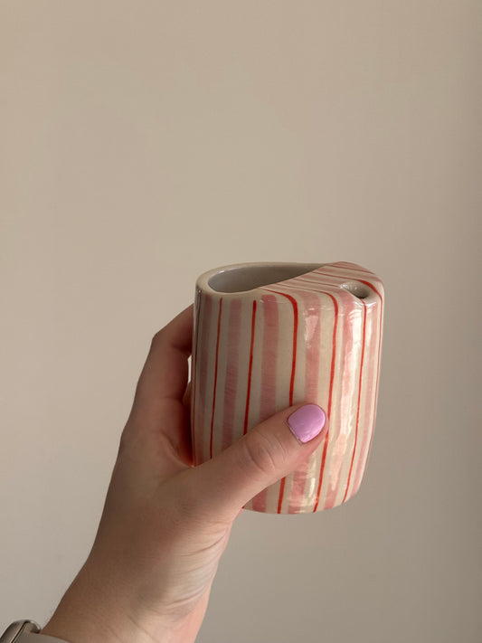 Striped Travel Mug in Pink & Red