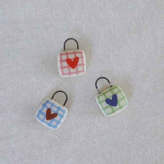 Gingham Heart Charm