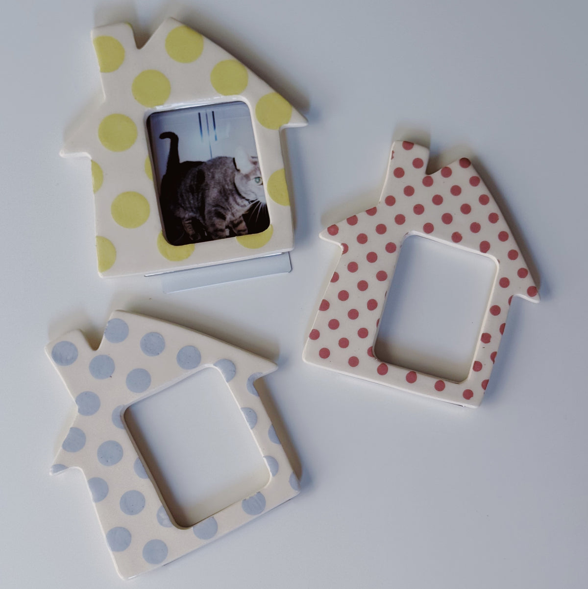 Polka Dot House Ceramic Magnetic Photo Frame