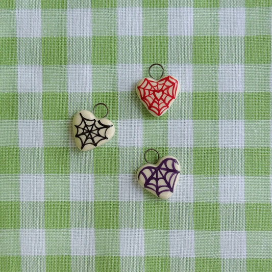 Spiderweb Heart Charm