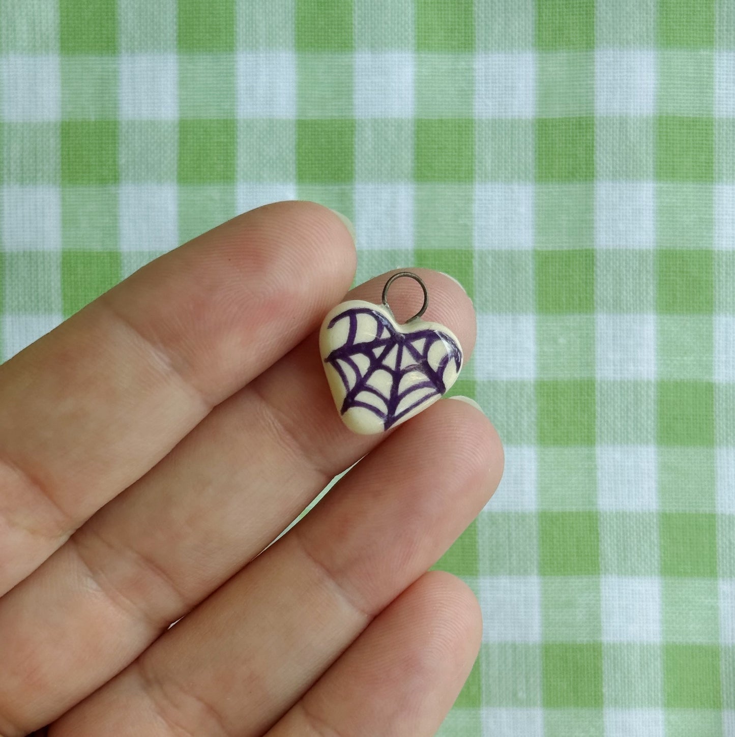 Spiderweb Heart Charm